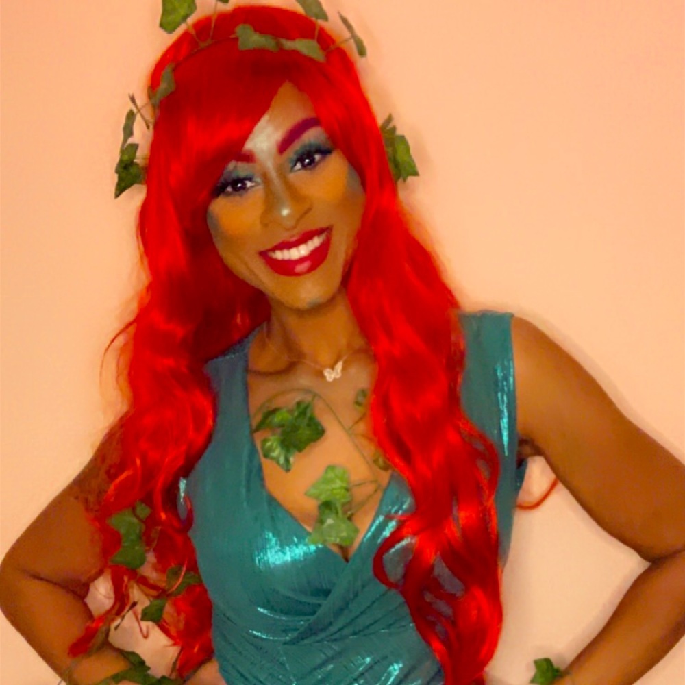 Red Synthetic long costume wig